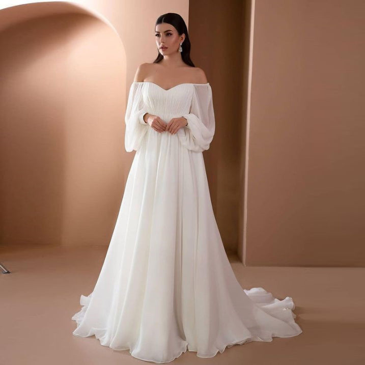 Damen Bodenlang Mit Schlitz Brautkleid | Maxi