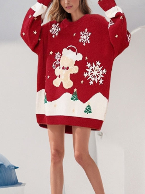 Übergroß Weihnachtpullover für Damen | Lang