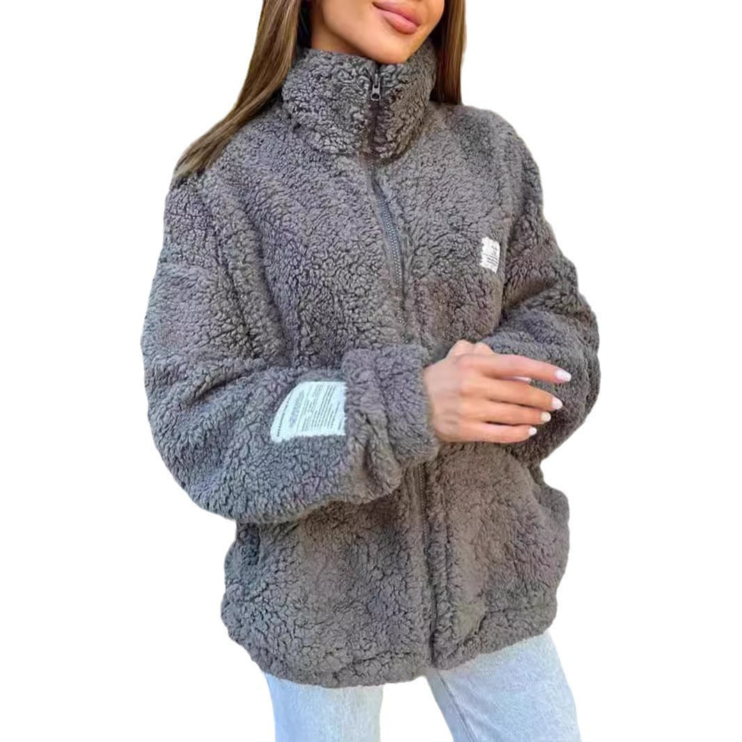 Kurz Fleecejacke Damen | Hoher Kragen