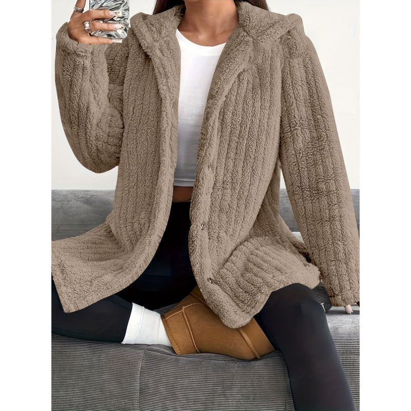 Winter Fleecejacke Damen | Knopfleiste