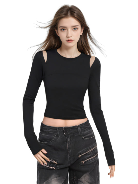 Damen Langarm-Top | Schwarz