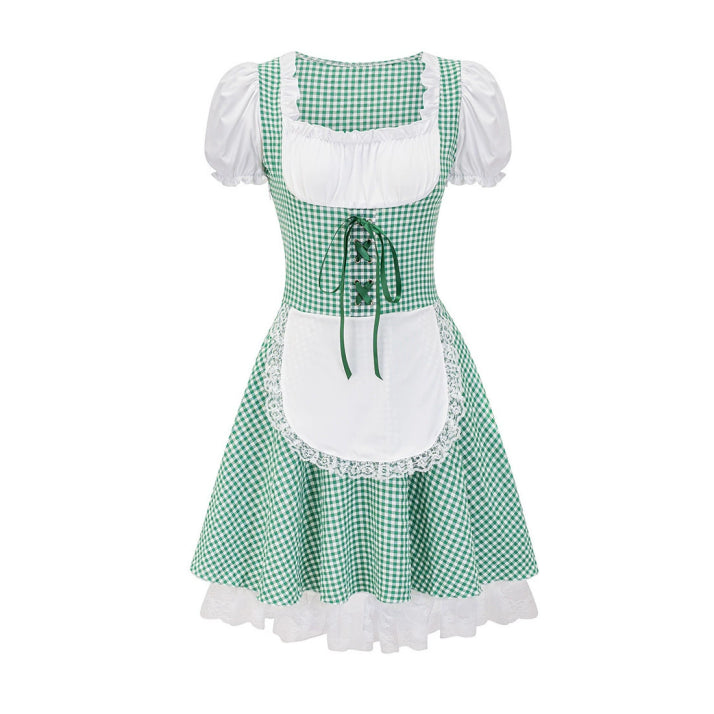 Damen Stilvoll kariert Oktoberfest Dirndl Kleid