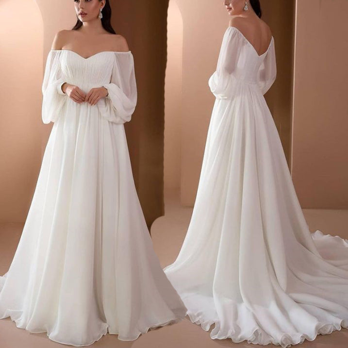 Damen Bodenlang Mit Schlitz Brautkleid | Maxi