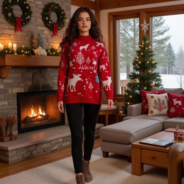 Weihnachtpullover Damen | Hoher Kragen