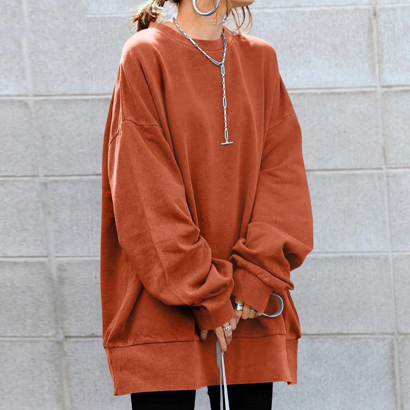 Damen Sweatshirt mit Rundhalsausschnitt in Übergröße | Hängeschulter