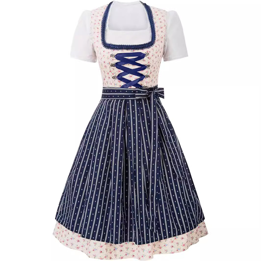 Damen Traditionelle Blumenmuster Oktoberfest Dirndl Kleid