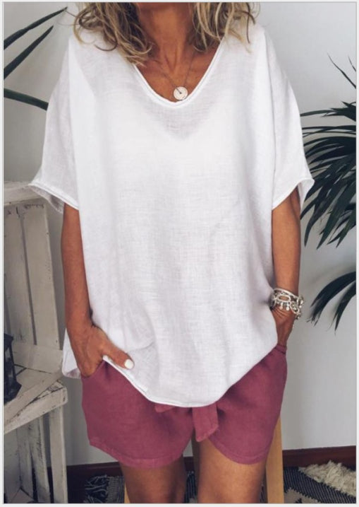 Locker Sitzende Sommerbluse Für Damen | Kurzarm