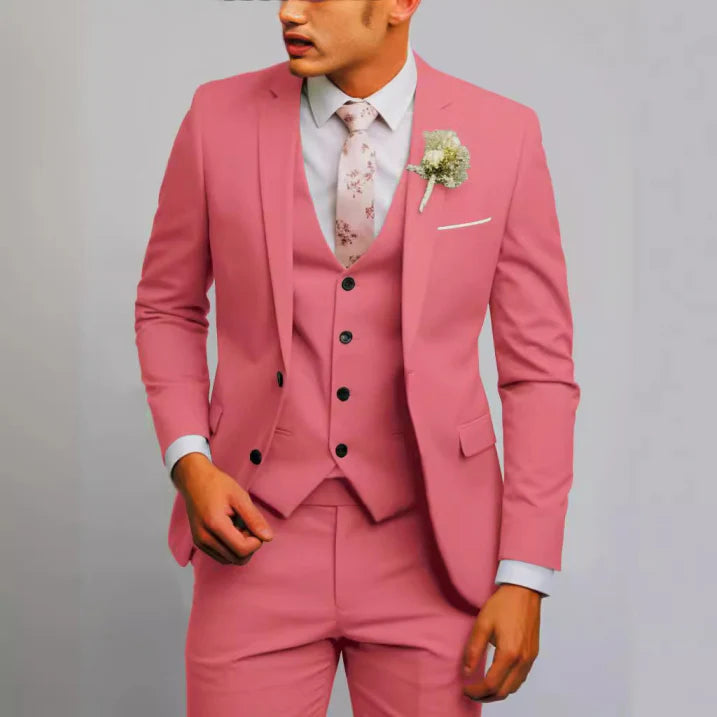 Herren Formell 3-Teiliger Hochzeitsgast Anzug Set | Schlanke Passform