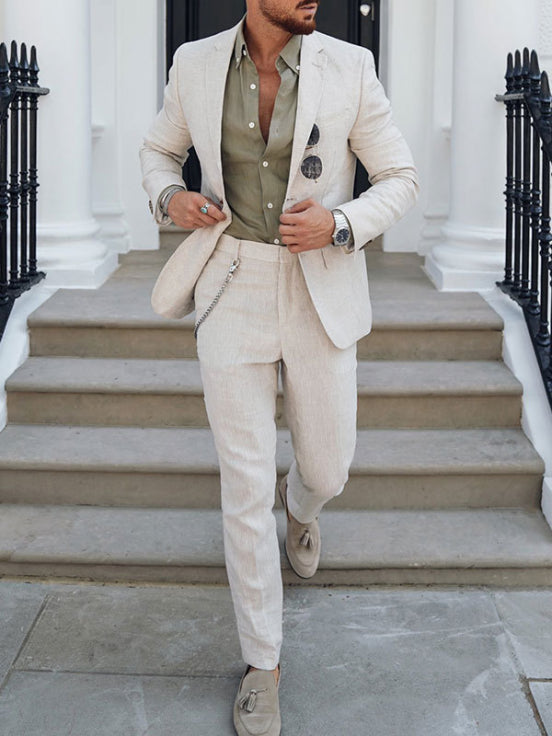 Herren Lässig Schlanke Passform Hochzeit Gast Anzug Set | 2 Stück