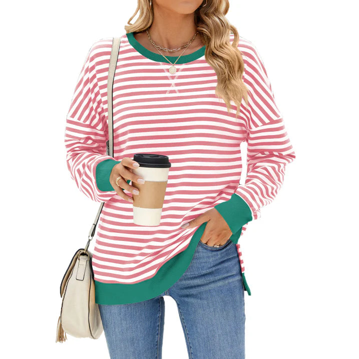 Damen Lässig Übergröße Pullover | Gestreift
