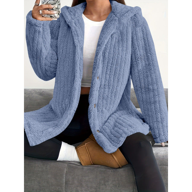 Winter Fleecejacke Damen | Knopfleiste