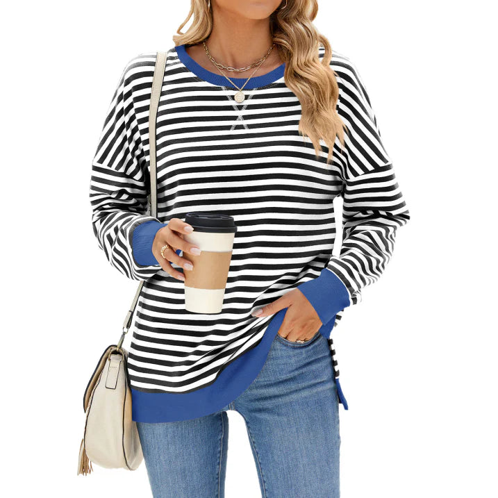 Damen Lässig Übergröße Pullover | Gestreift