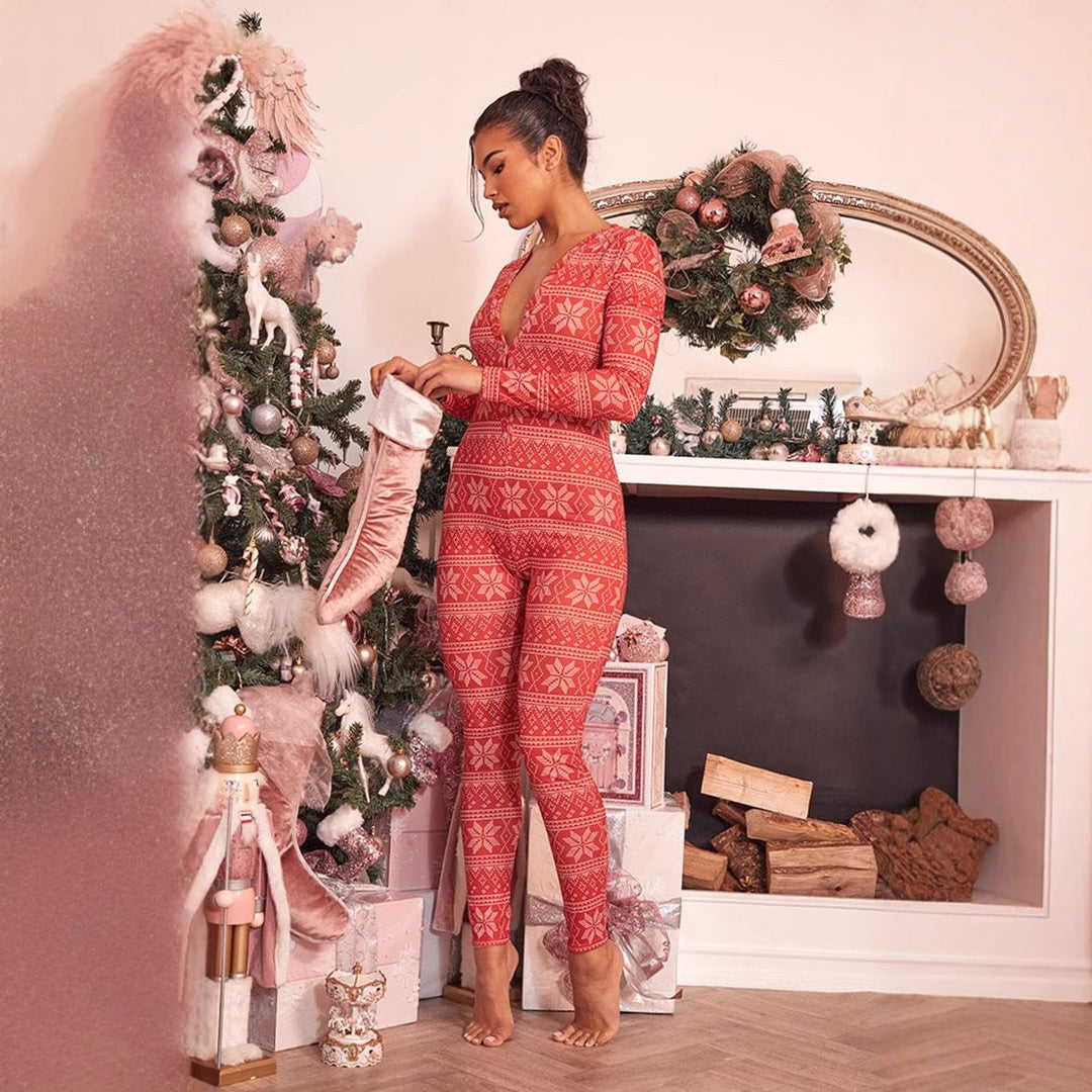 Weihnachtjumpsuit Damen | Lange Ärmel