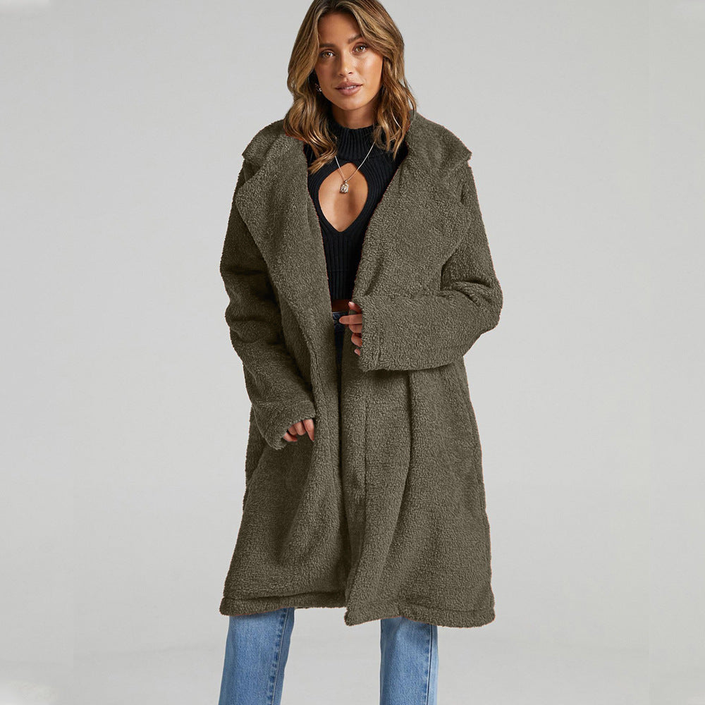 Lang Fleecejacke Damen | Reverskragen