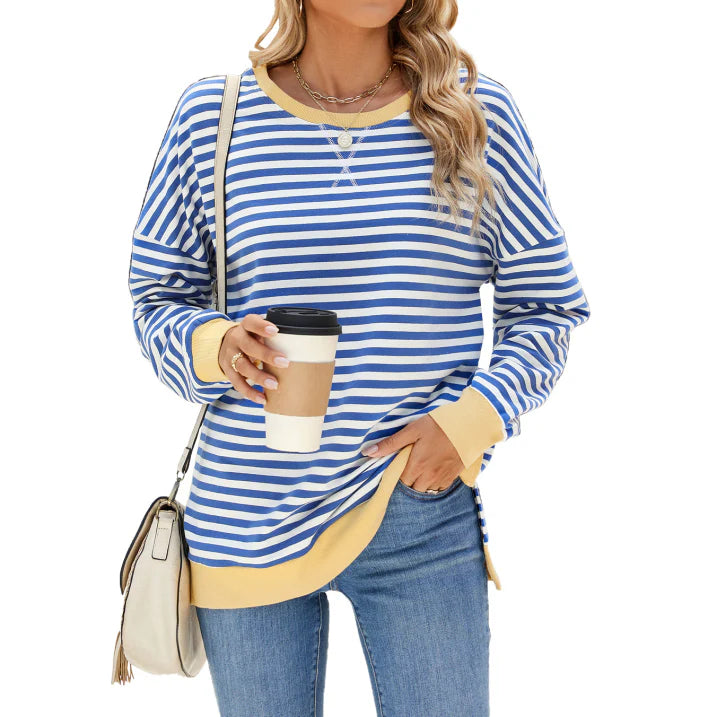 Damen Lässig Übergröße Pullover | Gestreift