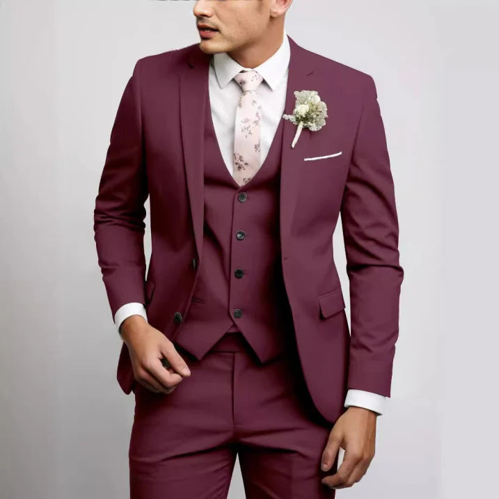 Herren Formell 3-Teiliger Hochzeitsgast Anzug Set | Schlanke Passform