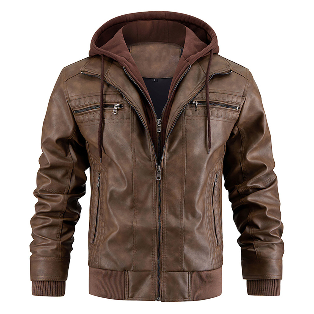 Klassische Bikerjacke für Herren | Mit Kapuze