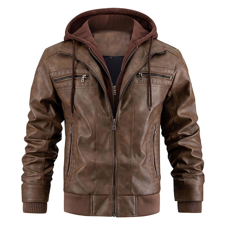 Klassische Bikerjacke für Herren | Mit Kapuze