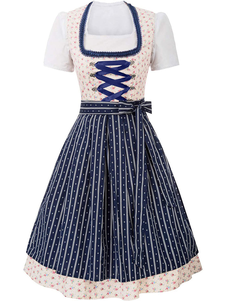 Damen Traditionelle Blumenmuster Oktoberfest Dirndl Kleid