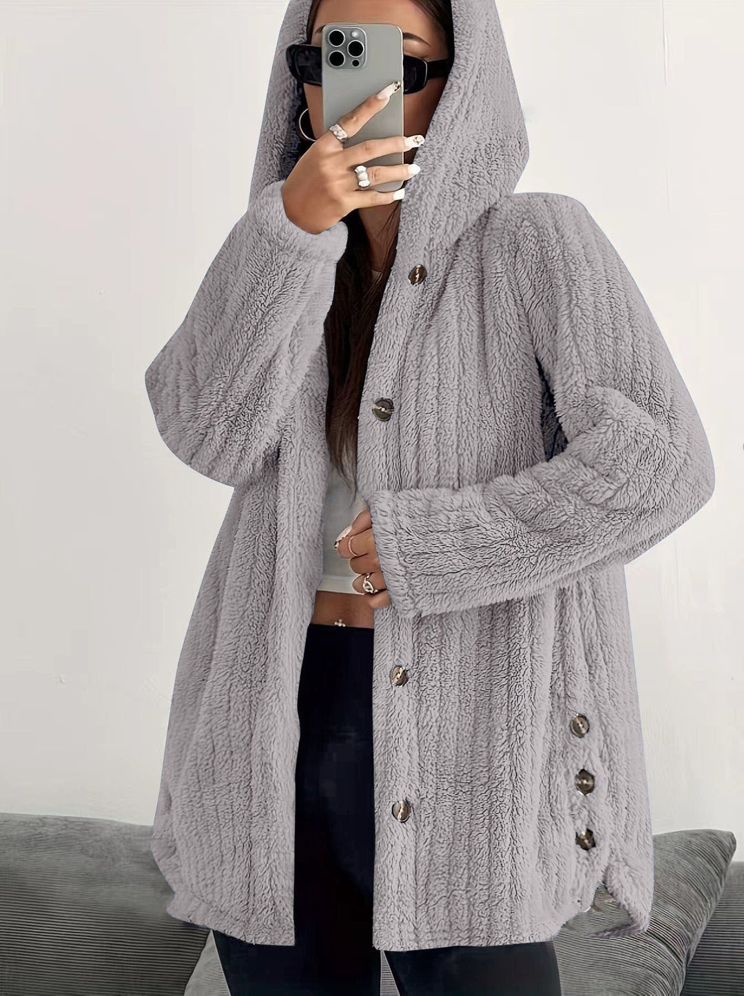 Winter Fleecejacke Damen | Knopfleiste