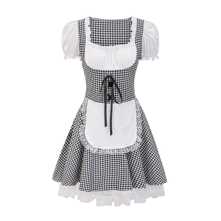 Damen Stilvoll kariert Oktoberfest Dirndl Kleid