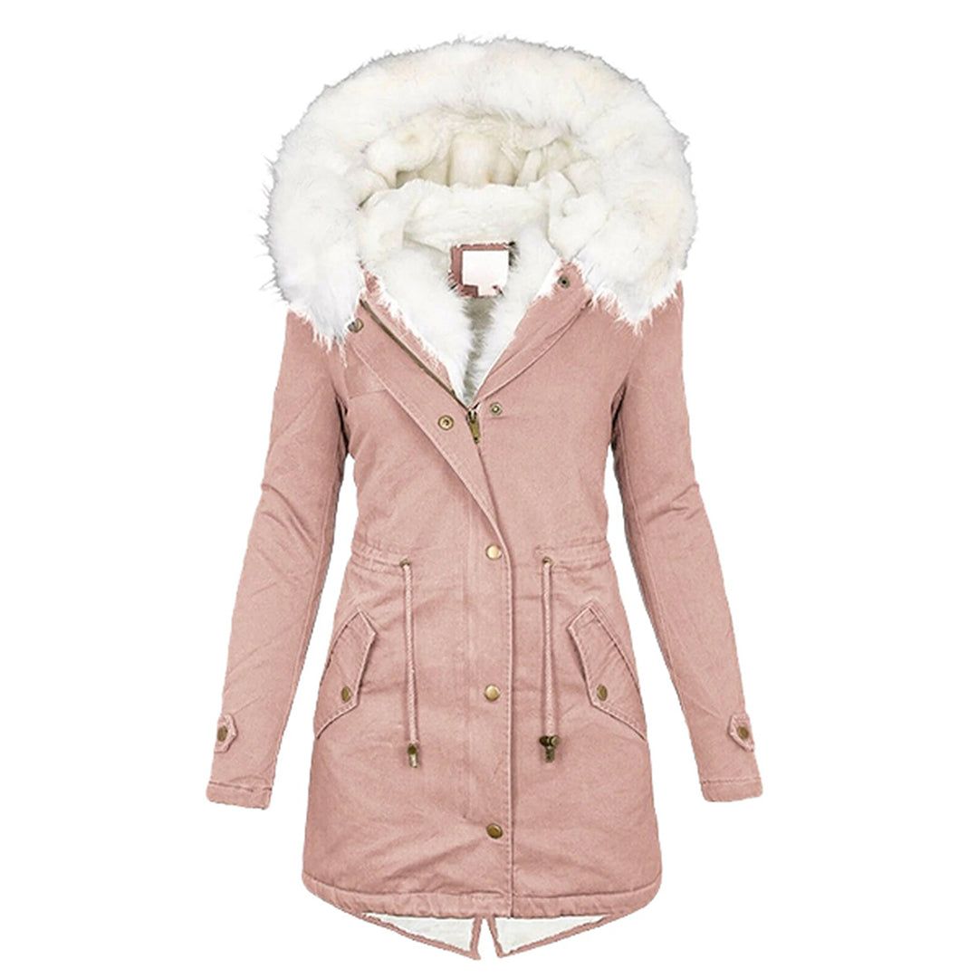Damen Winter Mit Kapuze Jacke | Schaltfläche Einzelheiten
