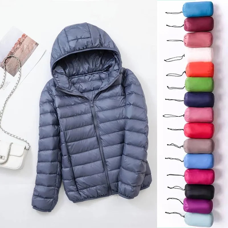 Umkehrbar Daunenjacke Damen | Mit Kapuze