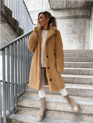 Damen Winter Teddy Mantel | Langarm