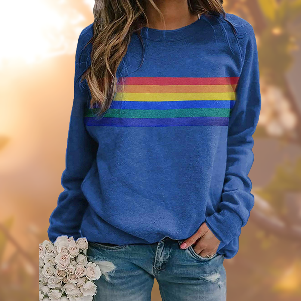 Damen Regenbogen-Druck Pullover | Langärmeliger