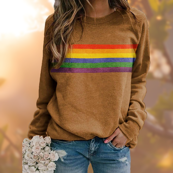 Damen Regenbogen-Druck Pullover | Langärmeliger