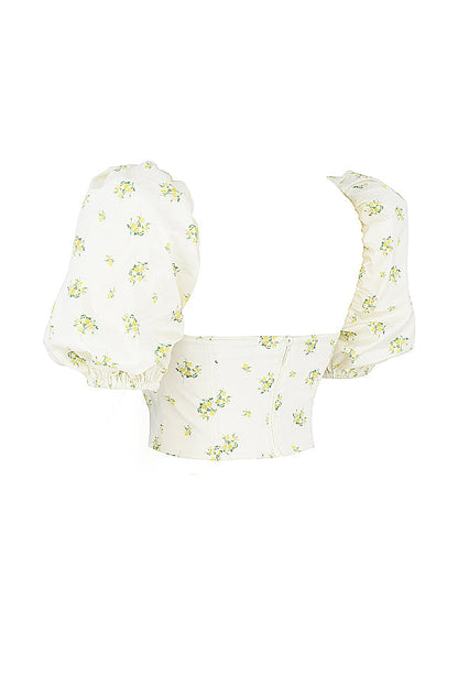 Damen Elegante Korsett Oberteil Mit Blumenprint | Weiß