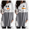 Langes Weihnachts-T-Shirt für Damen | Schneeman Druck