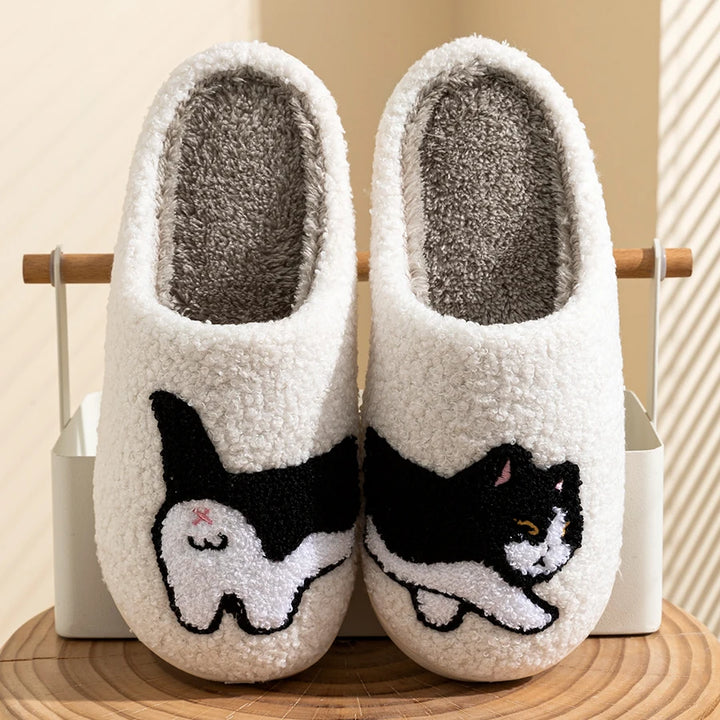 Damen Weiche Katze Hausschuhe | Schlupf