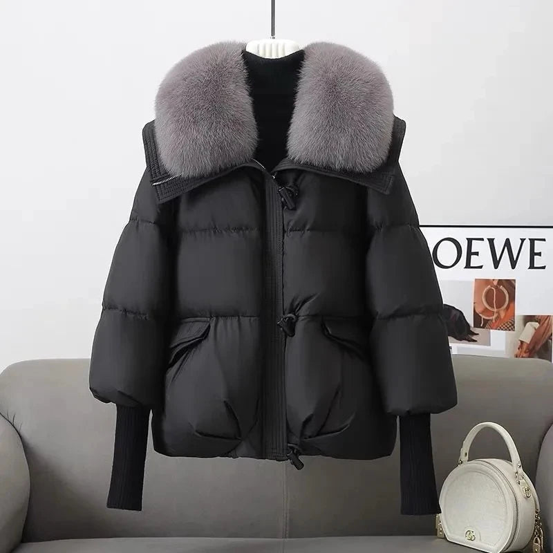 Gepolstert Daunenjacke Damen | Gefütterter Kragen