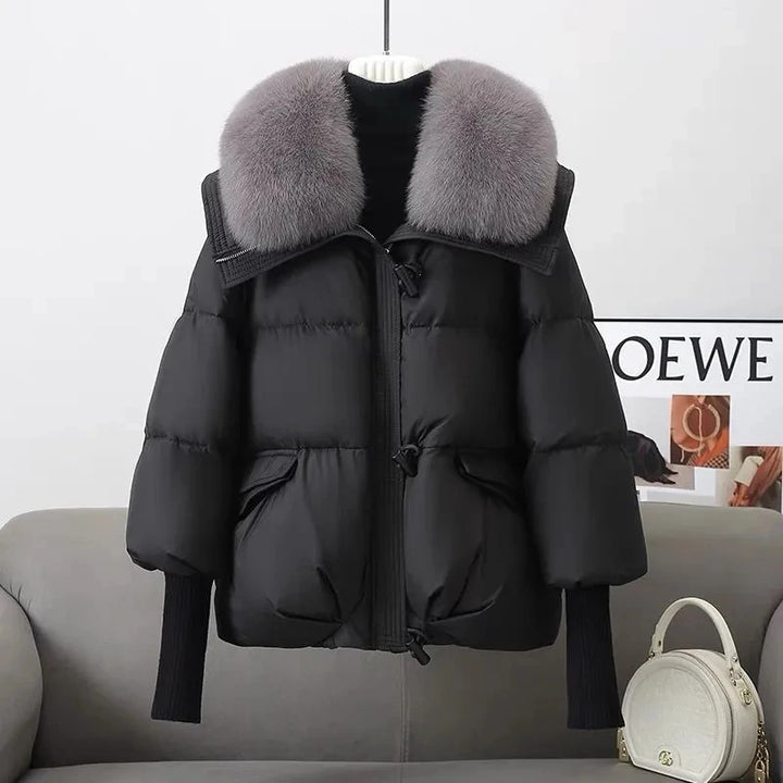 Gepolstert Daunenjacke Damen | Gefütterter Kragen
