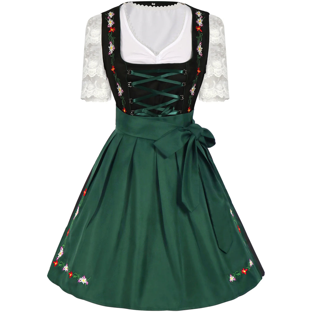 Damen 3/4 Ärmel Oktoberfest Dirndl Kleid