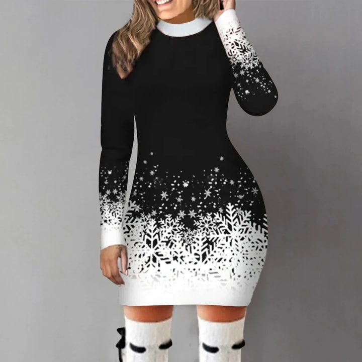 Langarm Weihnachtskleid Damen | Schmal Geschnitten