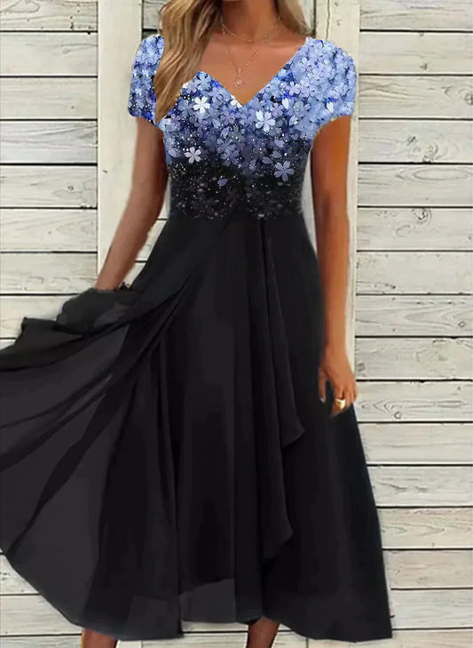 Abendkleid Mit Blumenmuster Für Damen | Midi