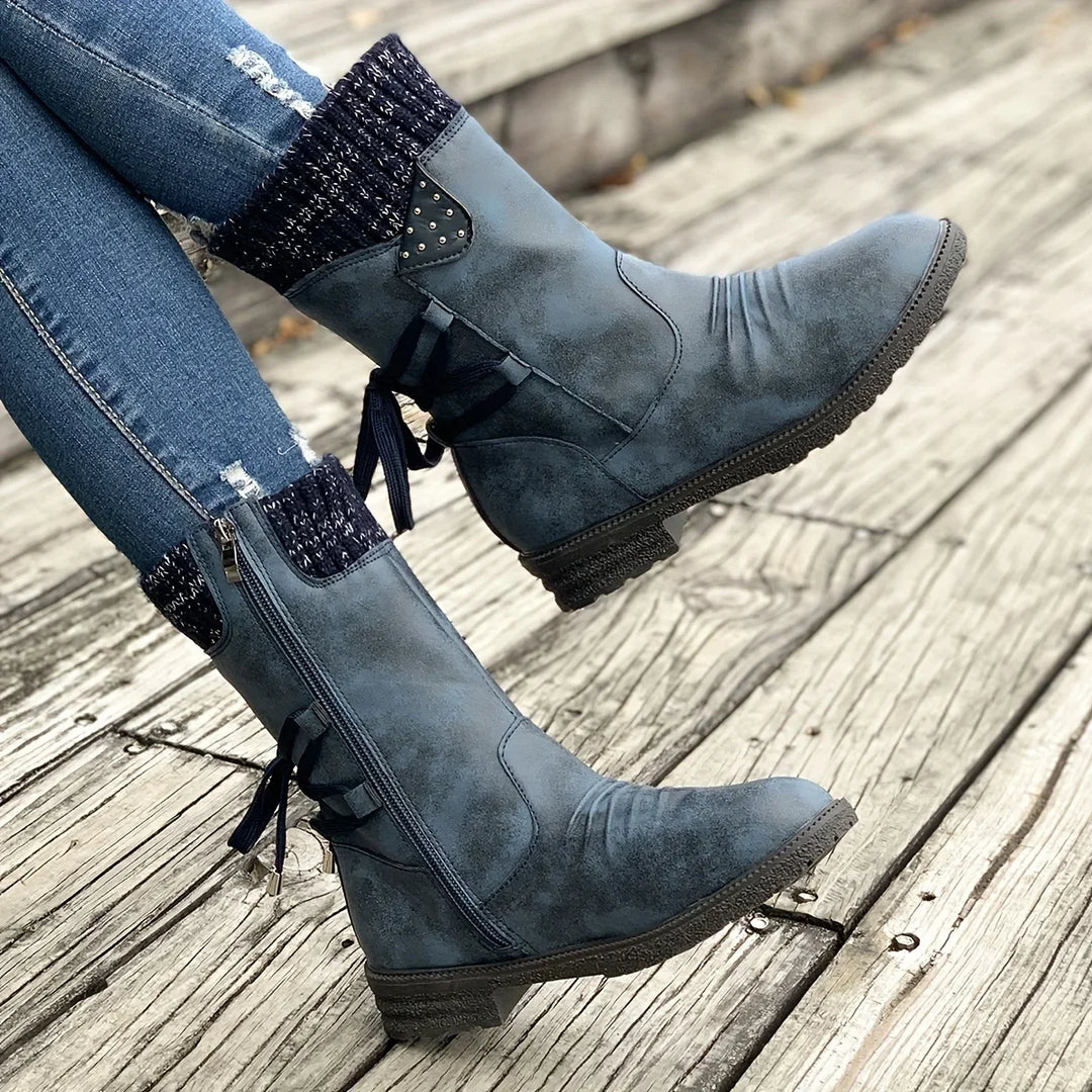 Damen Winter Stiefel | Gestricktes Detail