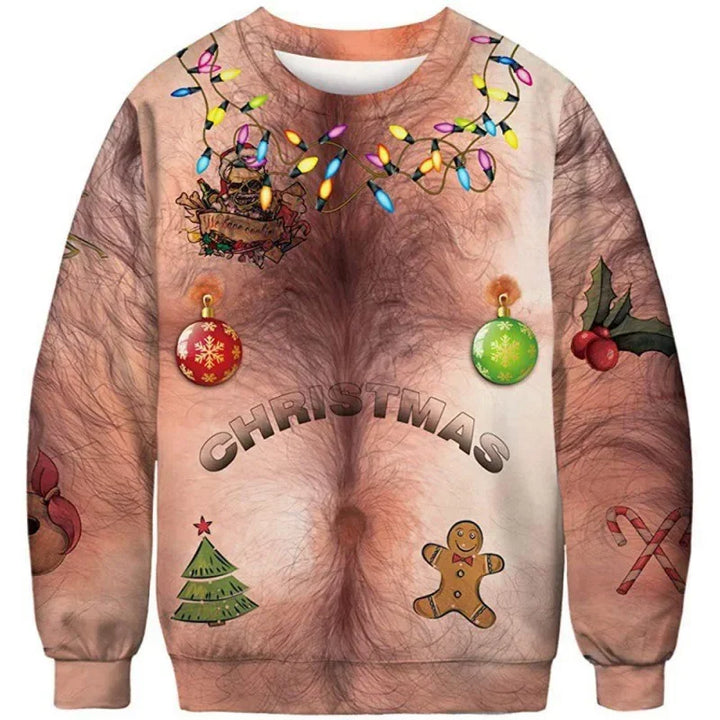 Lustig Weihnachtspullover Unisex | Brustbehaarung Druck