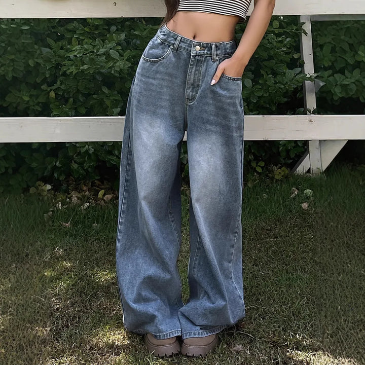Damen Lässig Baggy Jeans | Weites Bein