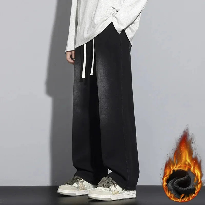 Herren Straßenstil Baggy Jeans | Hohe Taille