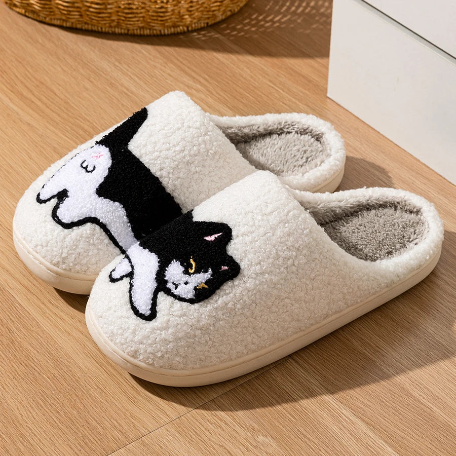 Damen Weiche Katze Hausschuhe | Schlupf