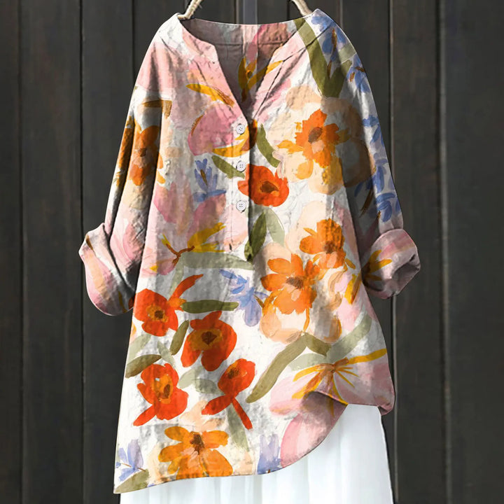 Damen Sommer Blumenhemd | Langarm