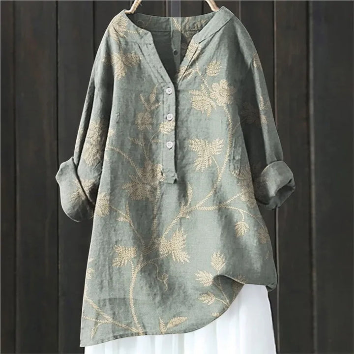 Damen Sommer Blumenhemd | Langarm