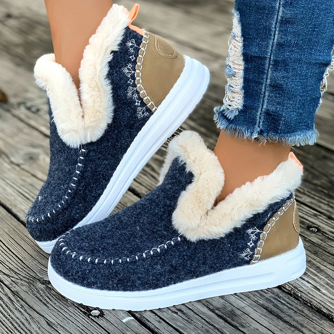 Zum Hineinschlüpfen Winterstiefel Damen | Niedriger Absatz