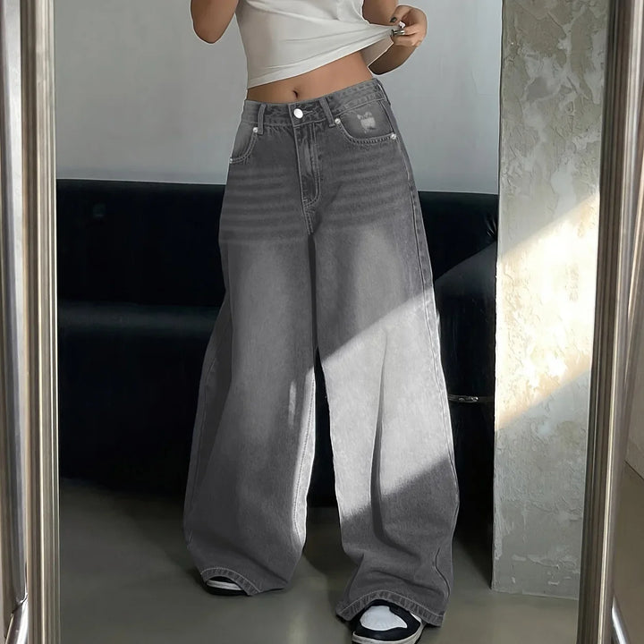 Damen Lässig Baggy Jeans | Stiefelschnitt