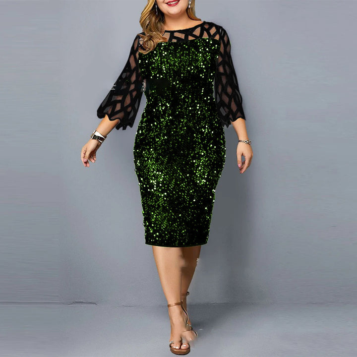 Damen Plusgröße Paillettenkleid | Midi