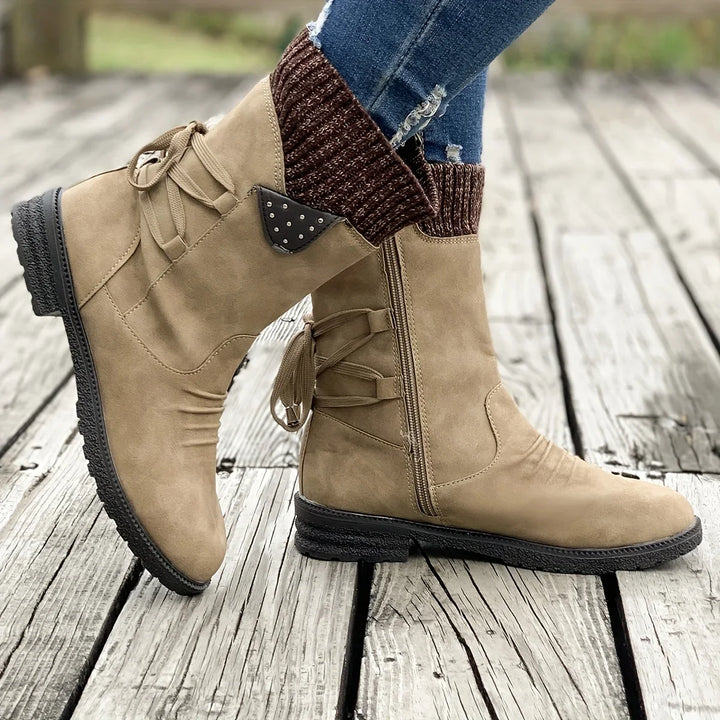 Damen Winter Stiefel | Gestricktes Detail