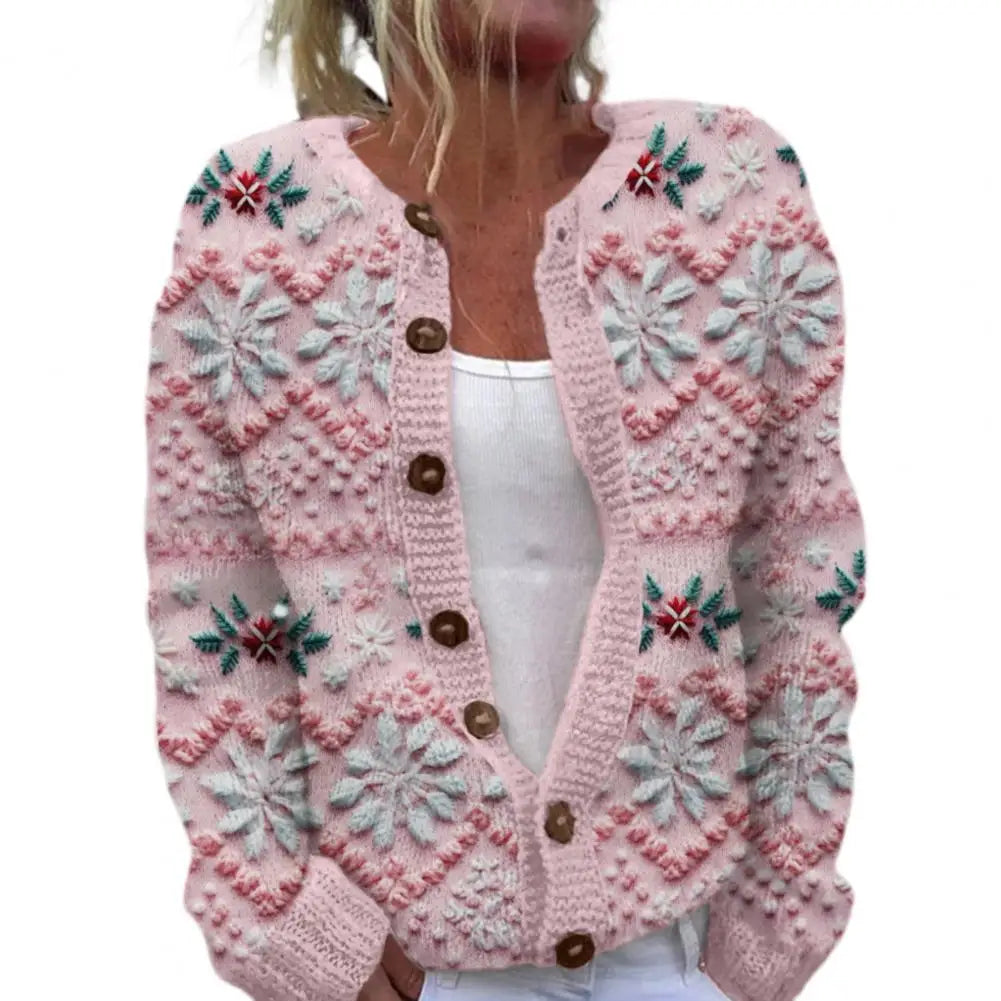 Weihnachtsstrickjacke für Damen | mit Knöpfen